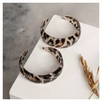 Серьги-кольца "Танзания" тёмный леопард, D=5,5, цветные