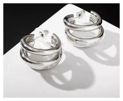 Серьги-кольца "Тринити" D=2, цвет серебро