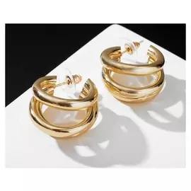 Серьги-кольца "Тринити" D=2, цвет золото