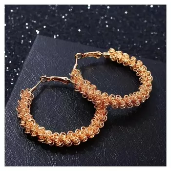 Серьги-кольца "Вернисаж" проволка, цвет золото, D=5