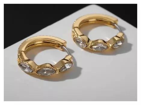 Серьги-кольца "Восток" абу-даби, D=2 см, цвет белый в золоте