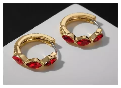 Серьги-кольца "Восток" абу-даби, D=2 см, цвет красный в золоте