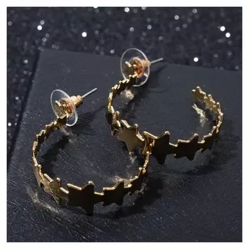 Серьги-кольца "Звёзды" млечный путь, цвет золото, D=3