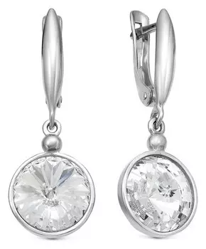 Серьги "Кристалл" посеребрение с оксидированием, цвет белый