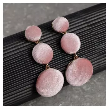 Серьги "Либеро" три диска, цвет розовый в золоте