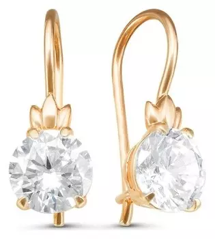 Серьги "Лучик", позолота, цвет белый