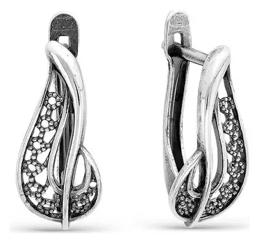 Серьги "Люмен", посеребрение с оксидированием