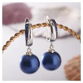 Серьги "Майорка", цвет синий в серебре