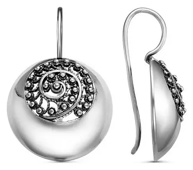 Серьги "Мандала" посеребрение с оксидированием