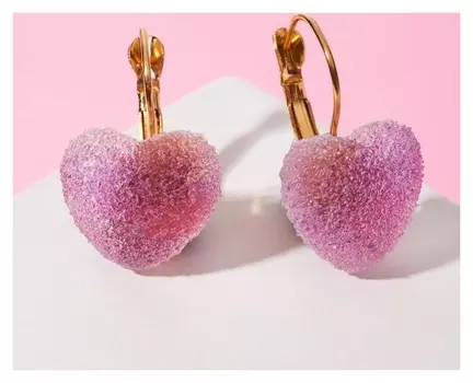 Серьги "Мармеладные сердечки" в сахаре