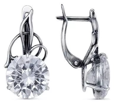 Серьги "Мечта" посеребрение с оксидированием, цвет белый