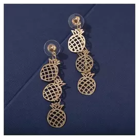 Серьги металл "Ананасики" веточка, цвет золото