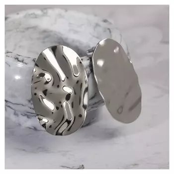 Серьги металл "Атмосфера" галька, цвет серебро