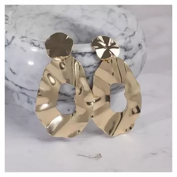 Серьги металл "Атмосфера" капля, цвет золото