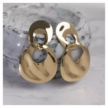 Серьги металл "Атмосфера" капля в капле, цвет золото