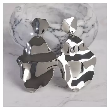 Серьги металл "Атмосфера" кувшинка, цвет серебро