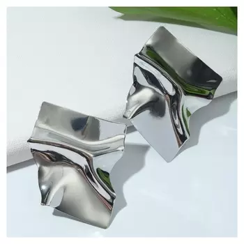 Серьги металл "Атмосфера" ромб, цвет серебро