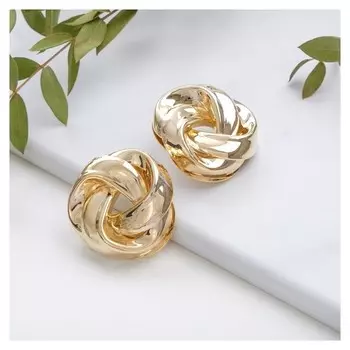 Серьги металл "Атмосфера" витые, цвет золото