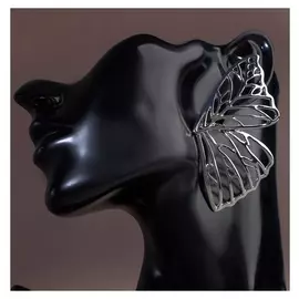 Серьги металл "Бабочки", цвет серебро