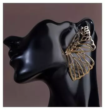 Серьги металл "Бабочки", цвет золото