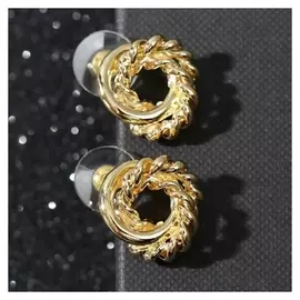 Серьги металл "Блеск" бублики, цвет золото
