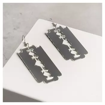 Серьги металл "Бритва", цвет серебро