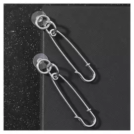 Серьги металл "Булавки" два кольца, цвет серебро