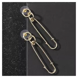 Серьги металл "Булавки" два кольца, цвет золото