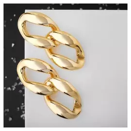 Серьги металл "Цепь" диагональ, 2 звена, цвет золото