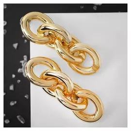 Серьги металл "Цепь" круглые звенья 4шт, цвет золото