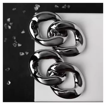 Серьги металл "Цепь" отражение, звенья 2шт, цвет серый