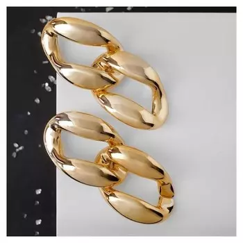 Серьги металл "Цепь" отражение, звенья 2шт, цвет золото