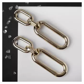 Серьги металл "Цепь" овалы, 3 звена, цвет золото