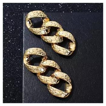 Серьги металл "Цепь" рептилия,3 звена, цвет золото