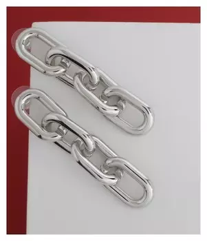 Серьги металл "Цепь" узкое звено 4шт, цвет серебро