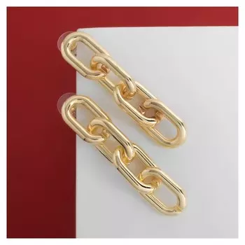 Серьги металл "Цепь" узкое звено 4шт, цвет золото