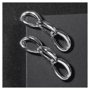 Серьги металл "Цепь" звенья капли 3 шт, цвет серебро