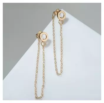 Серьги металл "Цепочки" круг, цвет золото