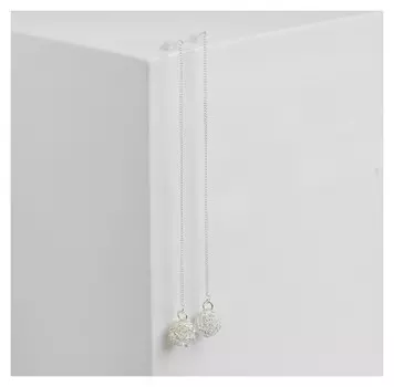 Серьги металл "Цепочки" шарики, цвет серебро