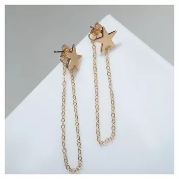 Серьги металл "Цепочки" звезда, цвет золото