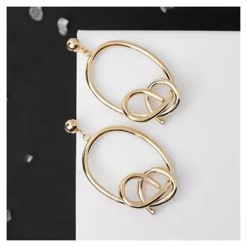 Серьги металл "Фьюче" хаус, цвет золото