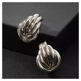 Серьги металл "Геометрия" глубина, цвет серебро