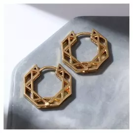 Серьги металл "Геометрия" сетка, цвет золото