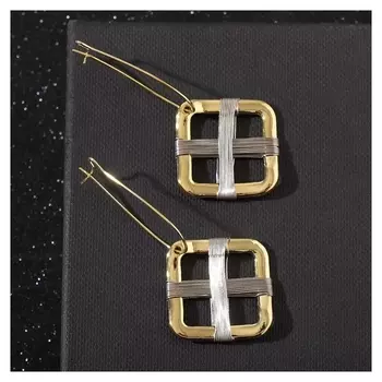 Серьги металл "Эмма" шахматы, цвет золото-серебряный