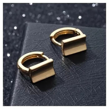 Серьги металл "Эстетика" прямоугольник, цвет золото