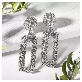 Серьги металл "Карибы", цвет серебро