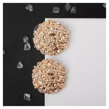 Серьги металл "Карибы" круг, цвет розовое золото