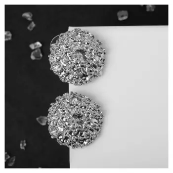 Серьги металл "Карибы" круг, цвет серебро