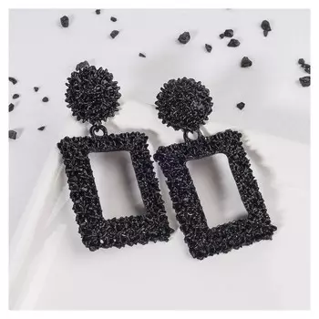 Серьги металл "Карибы" крупные, цвет чёрный