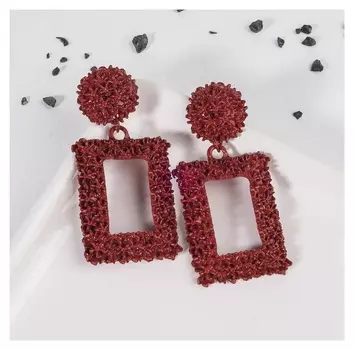 Серьги металл "Карибы" крупные, цвет красный